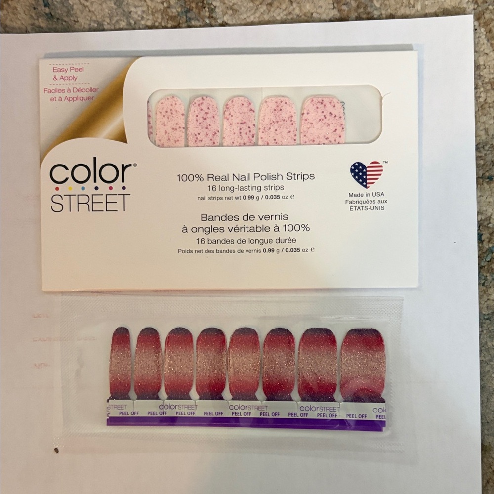 Color Street Pink and Red Glitter Nail Strips